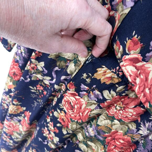 Jessica Howard VINTAGE Lace Inset Floral Midi Dress Sz 10 Navy Pink Purple Green - Picture 8 of 12